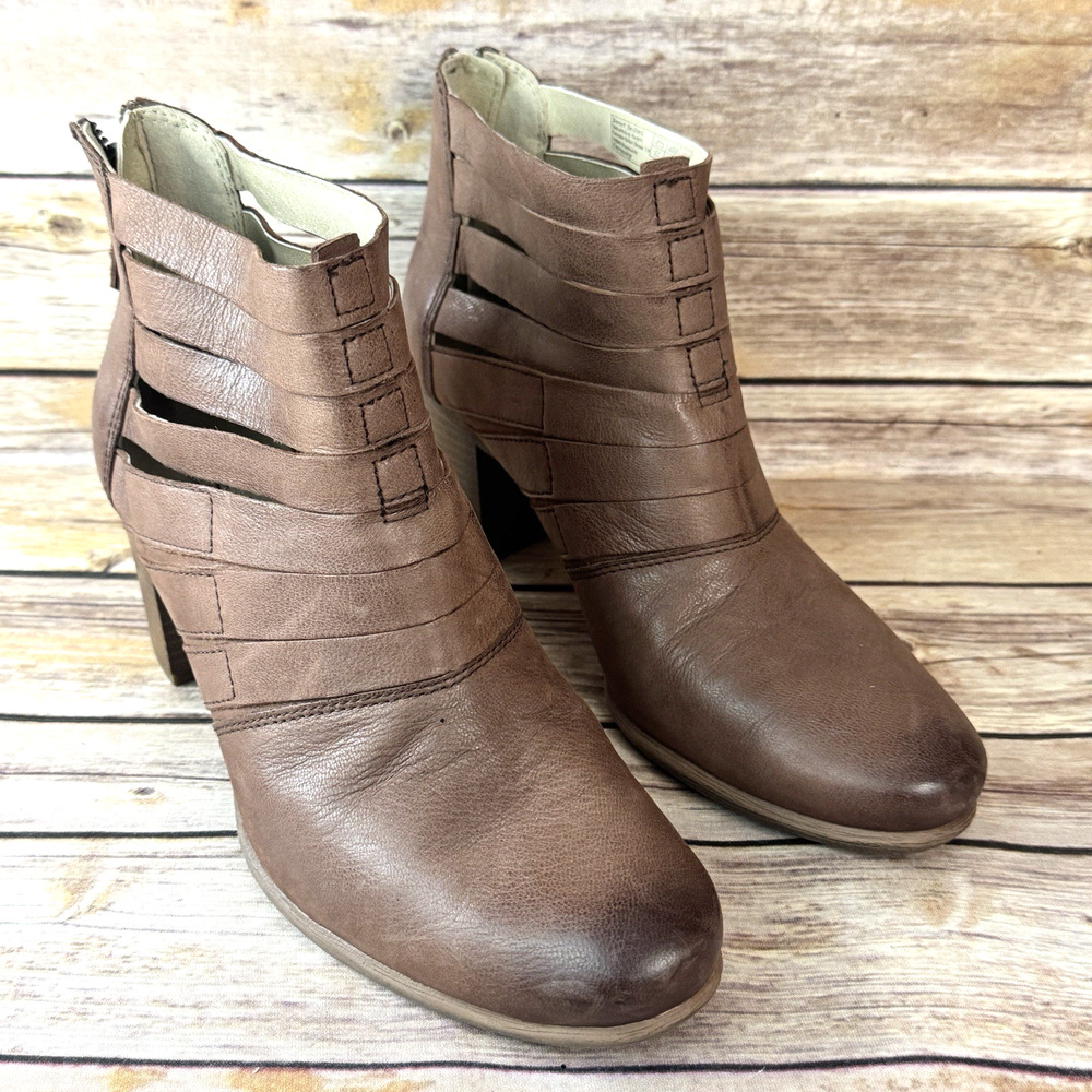 Josef Seibel Womens Brown Leather Caged Bonnie Block Heel Ankle Boots 39